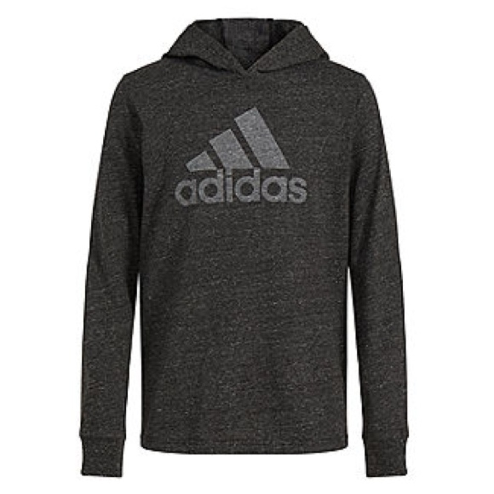 ADIDAS Mens Gray Logo Graphic Classic Fit Draw String Hoodie L